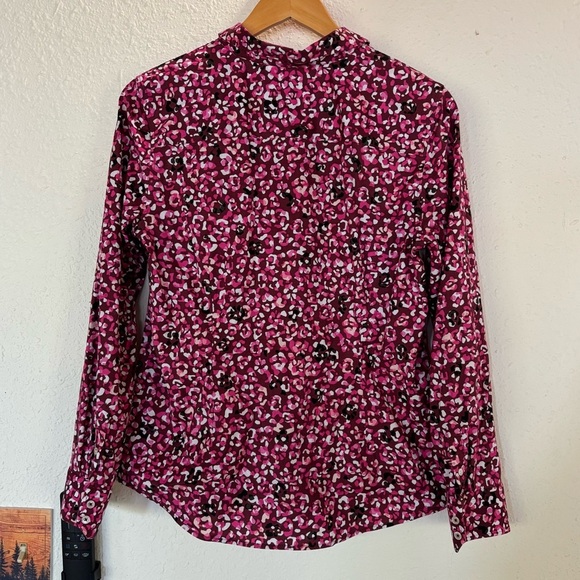 Talbots Women's Vibrant Pink and Black Button Down Shirt - Picture 2 of 9
